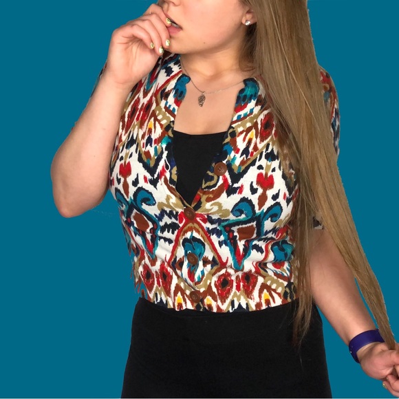 Jones New York Sport 90’s Retro Print 3/4 sleeve cardigan Business Casual - Picture 2 of 16